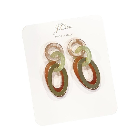 New J.Crew Made-in-Italy Acetate Interlocking Oval Dried Blossom Earrings - Picture 7 of 9